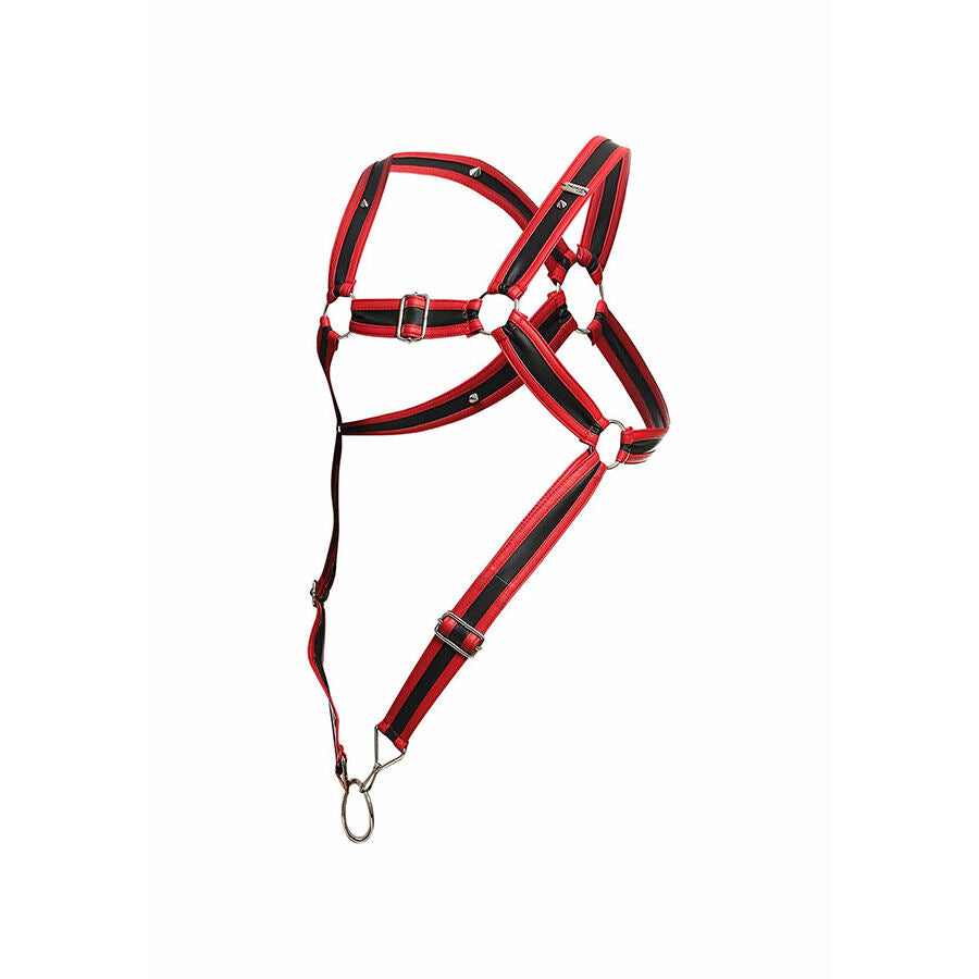 Harnais Pénis Croisé Rouge Dungeon - MaleBasics - MOB