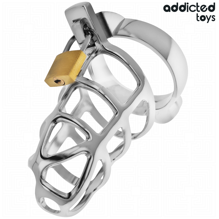 Cage de Chasteté Addicted Toys Locked Métal Argent M
