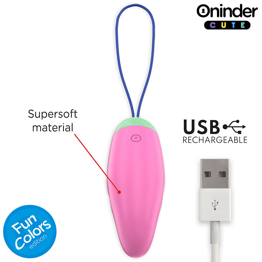 Oninder – Œuf vibrant Connecté et Rotatif en Silicone – Rose