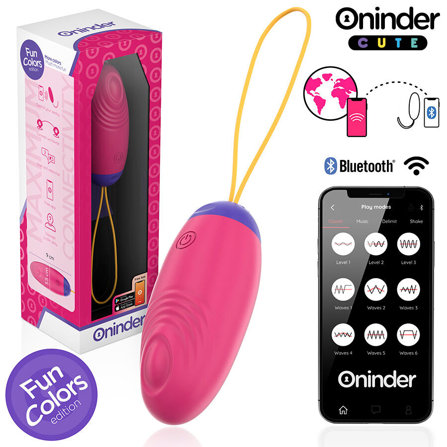 Oninder – Œuf vibrant connecté avec mouvement ondulatoire en silicone – Rose