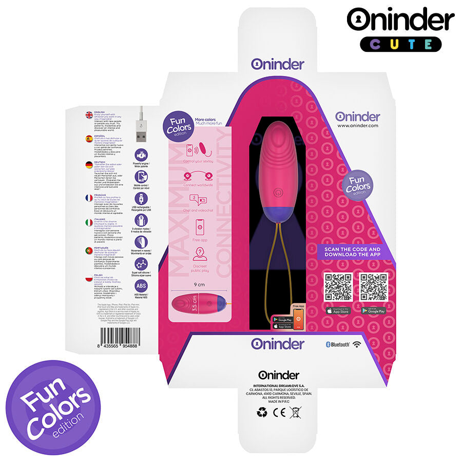 Oninder – Œuf vibrant connecté avec mouvement ondulatoire en silicone – Rose