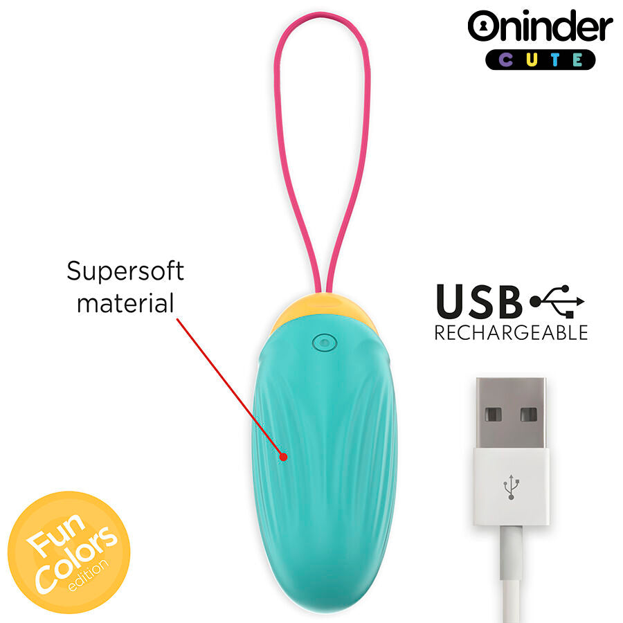 Oninder – Œuf vibrant Connecté et Rotatif en Silicone – Bleu