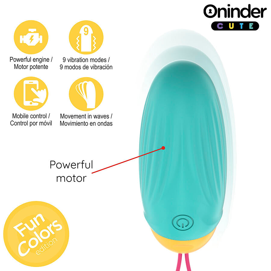 Oninder – Œuf vibrant Connecté et Rotatif en Silicone – Bleu