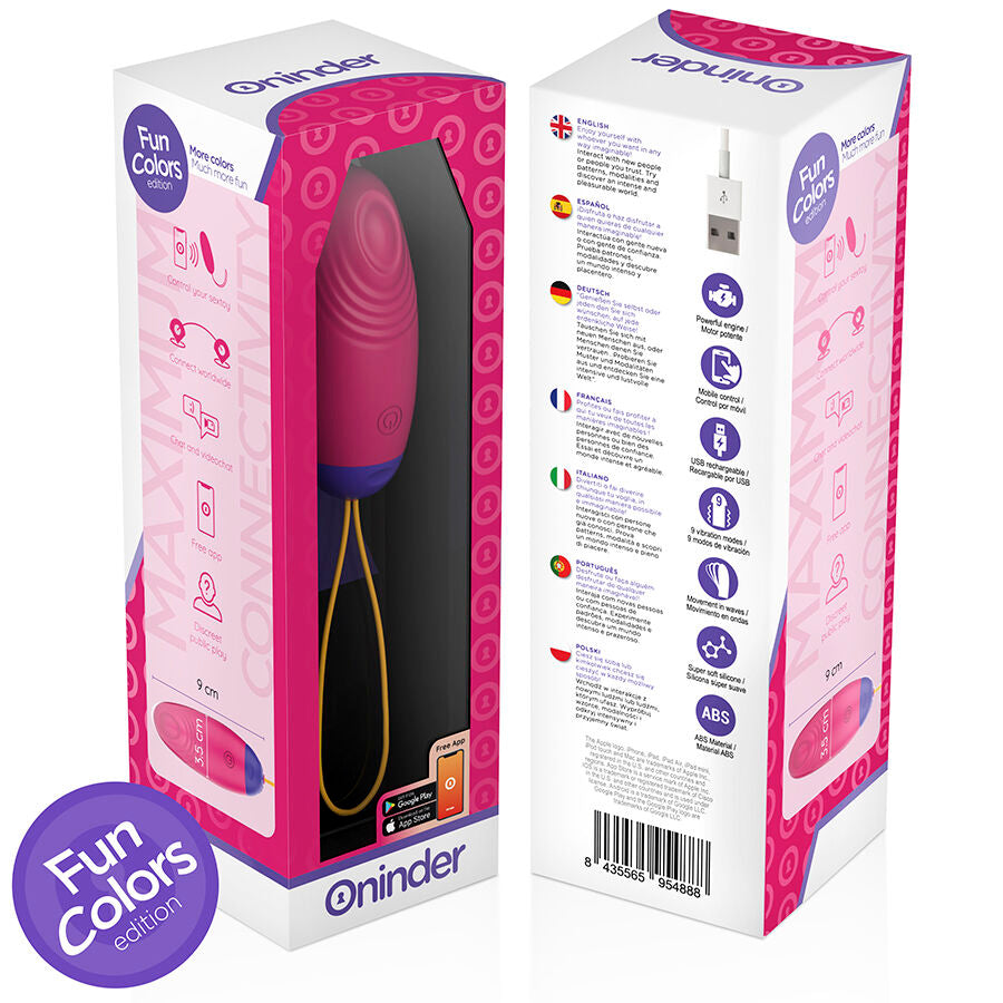Oninder – Œuf vibrant connecté avec mouvement ondulatoire en silicone – Rose