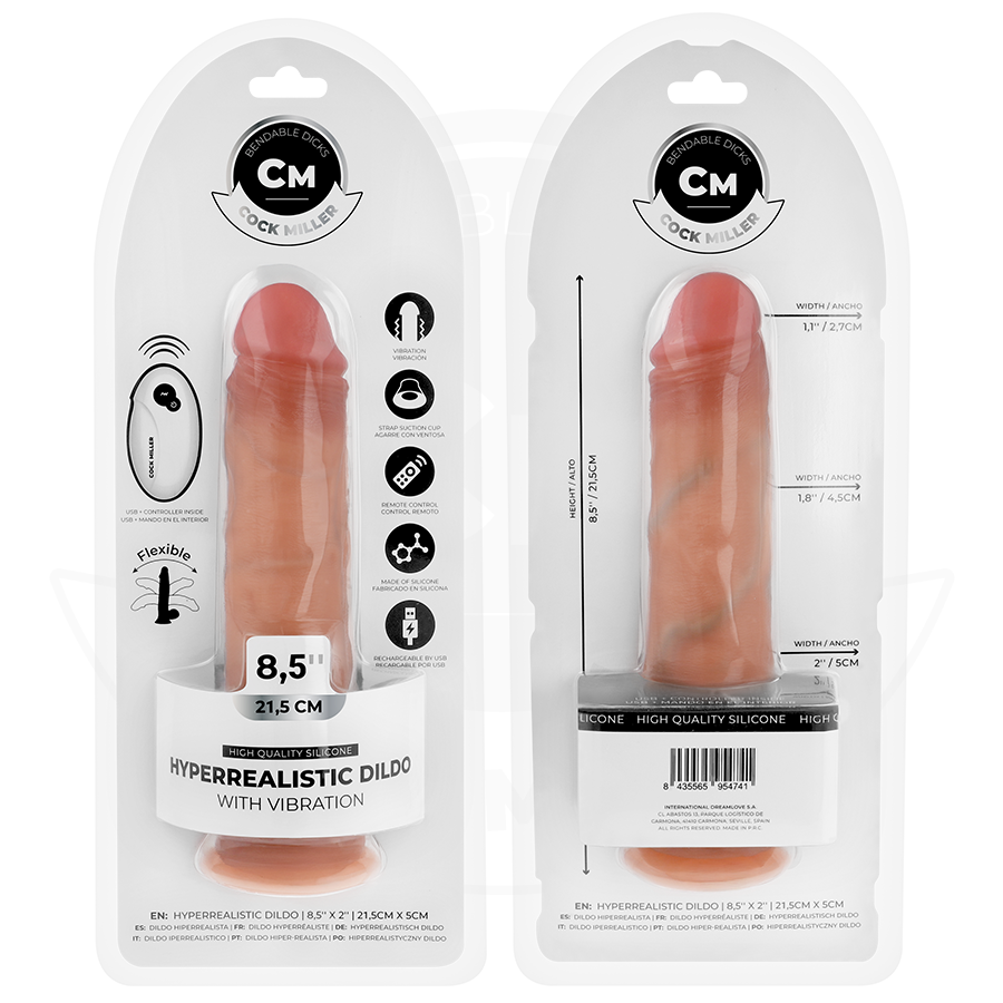 Gode Réaliste Vibrant Cock Miller 21,5 cm avec Télécommande