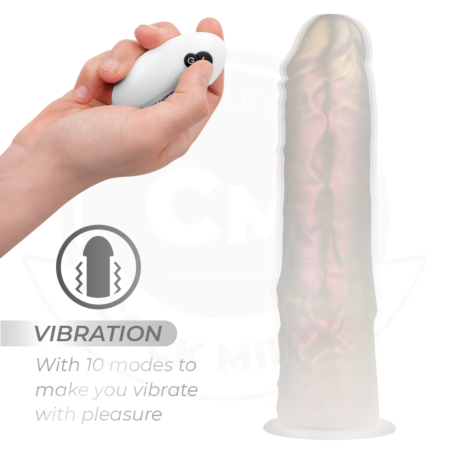 Gode Vibrant Cock Miller LED Télécommandé Blanc 21,5cm