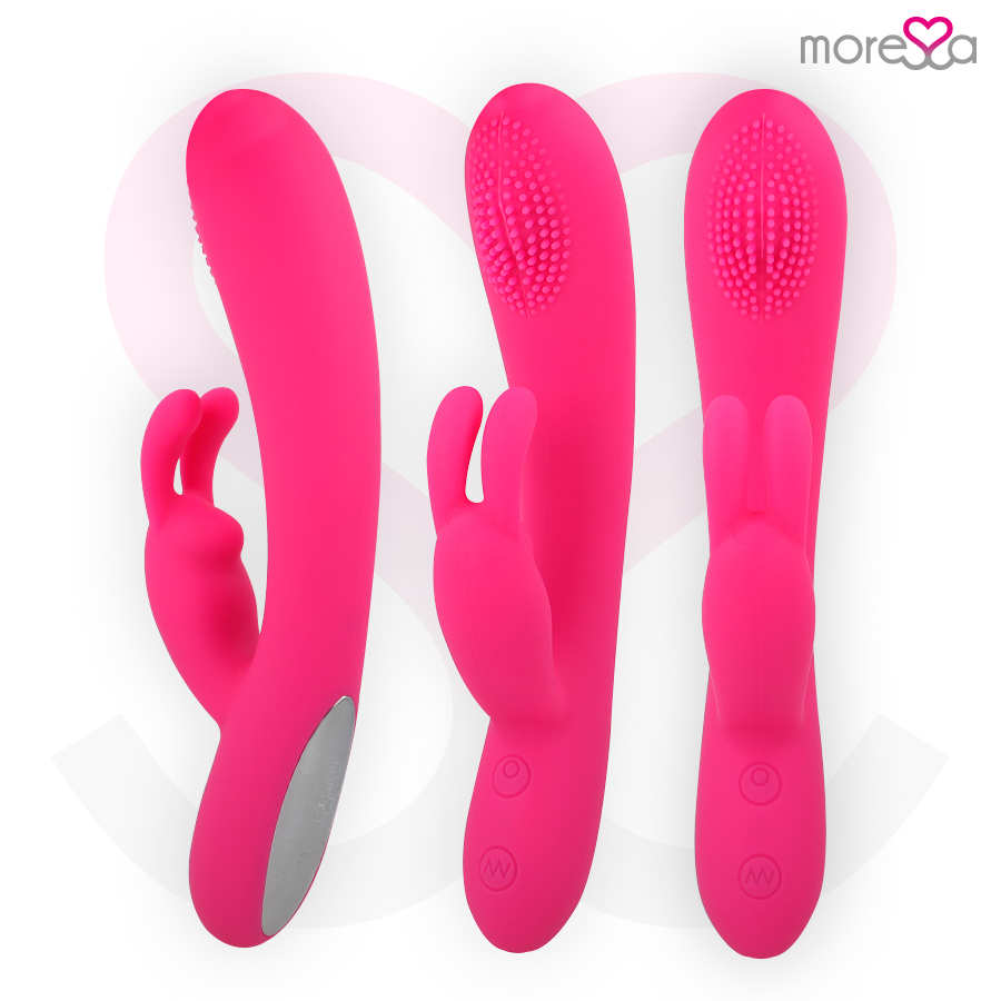 Vibromasseur rabbit rechargeable Gino en silicone - Moressa - MORESSA