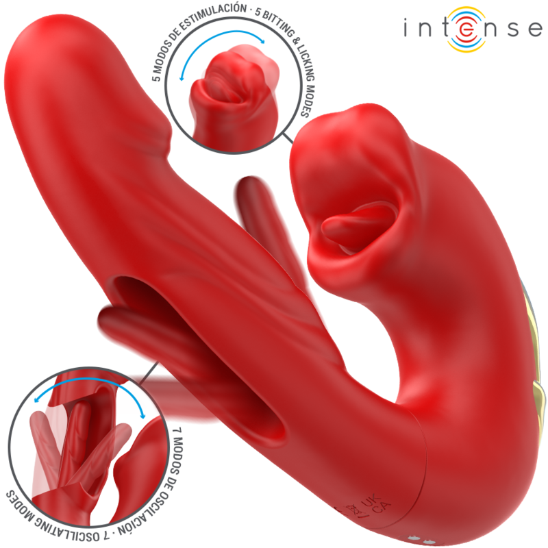 Vibrateur Double Nathy Bouche Stimulante Rouge - Intense