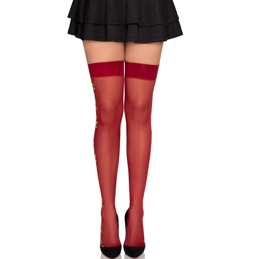 Bas Porte-Jarretelles Floraux 1957 Bordeaux - Leg Avenue