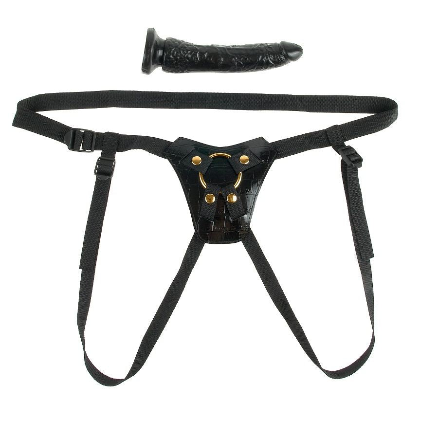 Gode Ceinture Harnais Design Or et Noir - Fetish Fantasy