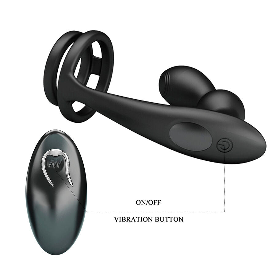 Anneau Pénien Vibrant avec Plug Anal Mr Play Noir - Mr Play