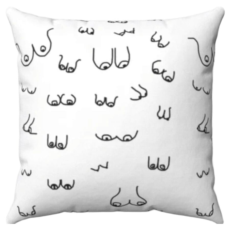 Coussin Décoratif Motif Seins 30x30 Blanc - Diablo Picante
