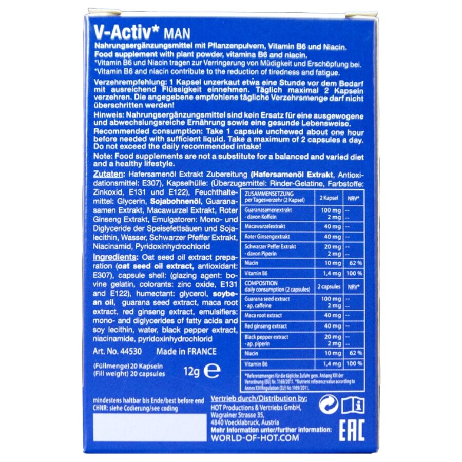 Complément Alimentaire V-Activ Capsules 20 Unités - HOT
