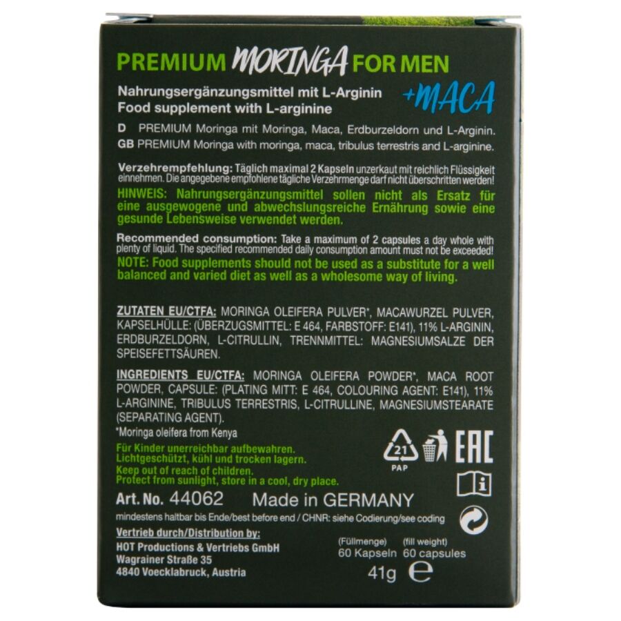 Complément Alimentaire Hot Moringa Masculin 60 Capsules - Hot