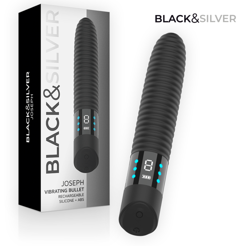 BLACK & SILVER - VIBRATEUR USB RECHARGEABLE JOSEPH AVEC AFFICHAGE LED