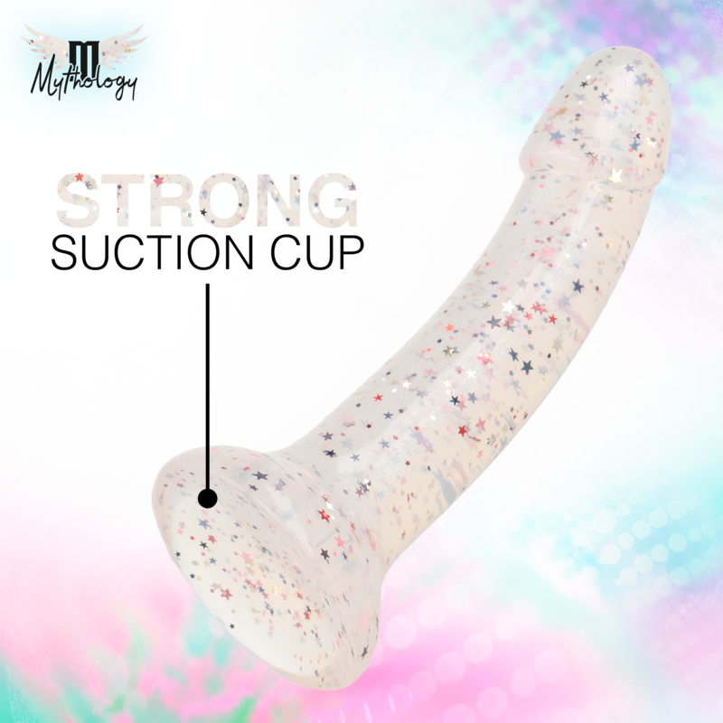 MYTHOLOGY - LYRA 1 GODEMICHET EN SILICONE AVEC VENTOUSE 19 CM -Ø- 3,3 CM FUCHSIA CONFETTI