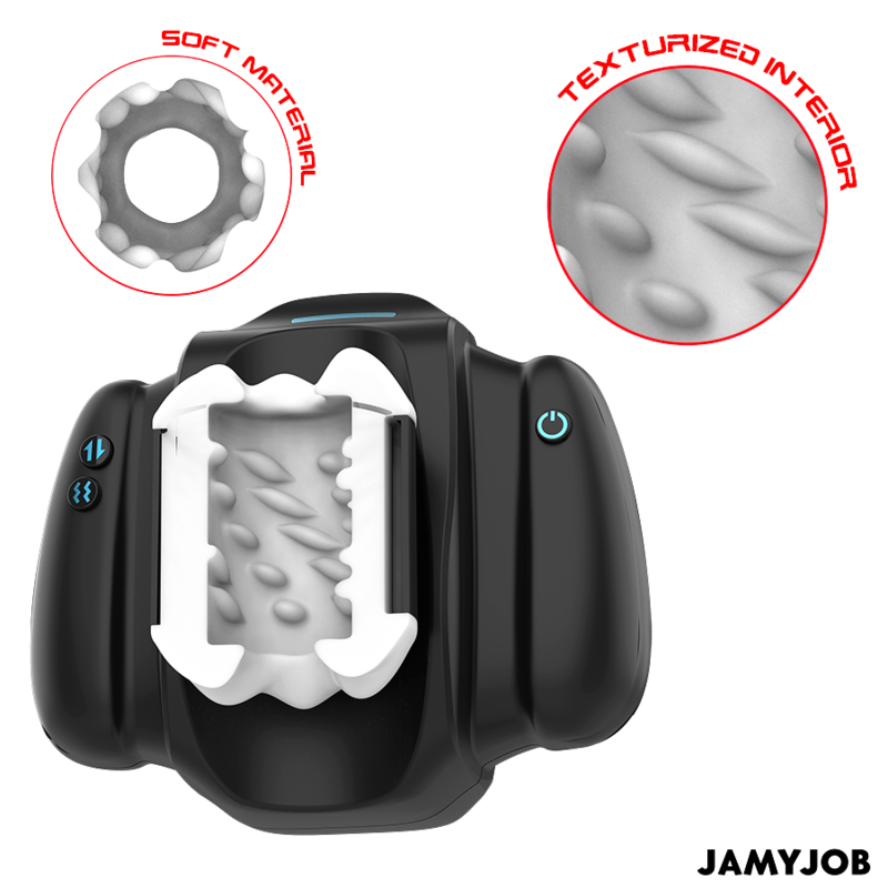 JAMYJOB - PLAY-R MASTURBATEUR AUTOMATIQUE AVEC POUSSE, VIBRATION ET SUPPORT POUR TÉLÉPHONE PORTABLE NOIR