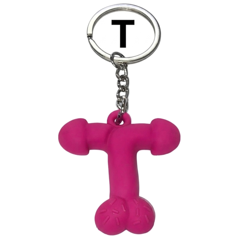 Porte-clés Pénis Lettre T Fuchsia Parfumé Fraise - Diablo Picante