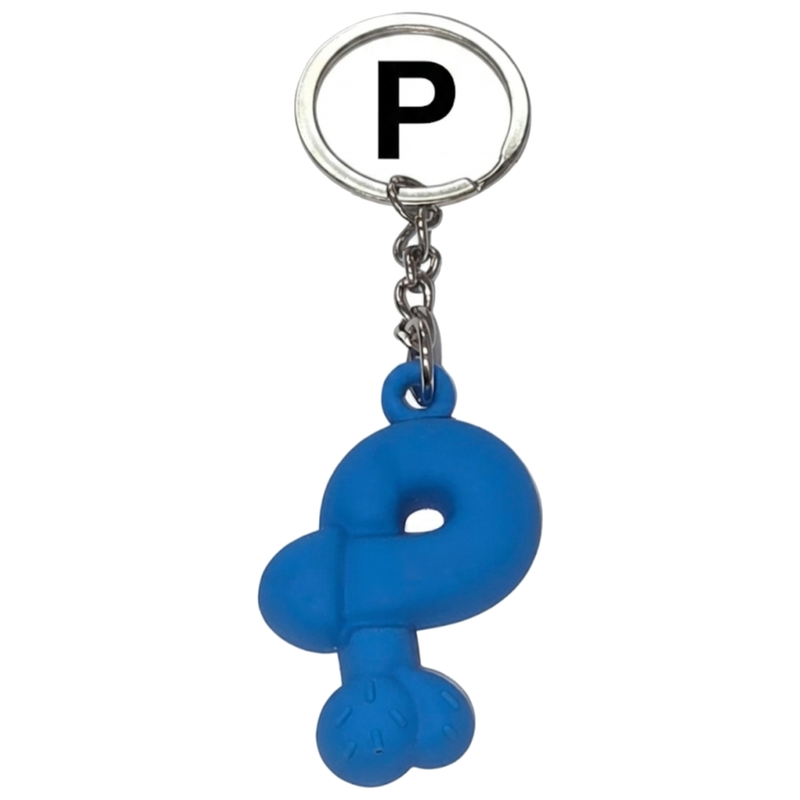Porte-clés Pénis Bleu Parfumé Vanille Lettre P - Diablo Picante