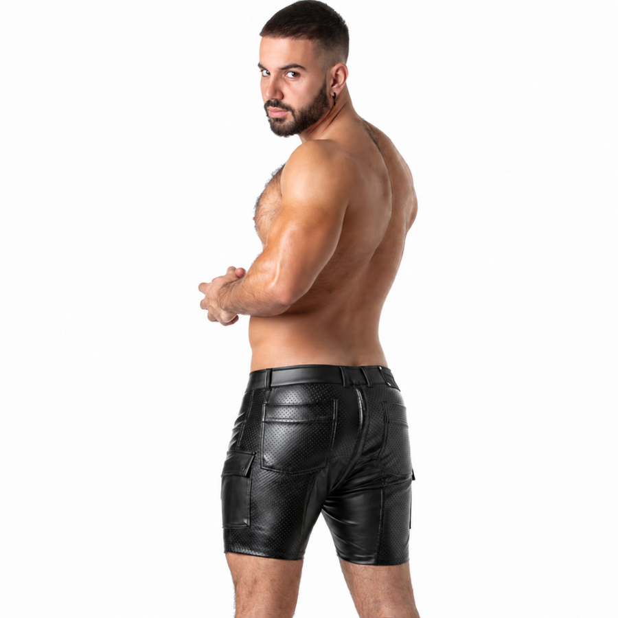 Sous-vêtement homme sexy perforé effet cuir noir - Locker Gear