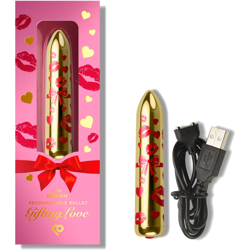 ROCKS-OFF - GIFTING LOVE MINI VIBRATEUR BULLET RECHARGEABLE AVEC 16 FONCTIONS OR