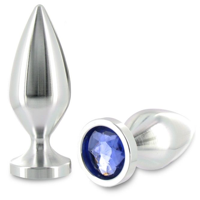 Metal Hard - Plug Anal Aluminium Cristal Grande taille - Bleu