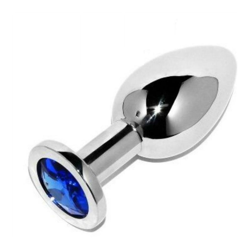 Metal Hard - Plug anal aluminium avec strass diamant - Bleu