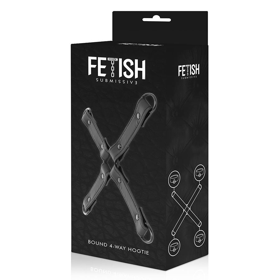 Fetish Submissive – Attache Hogtie en X cuir - Noir