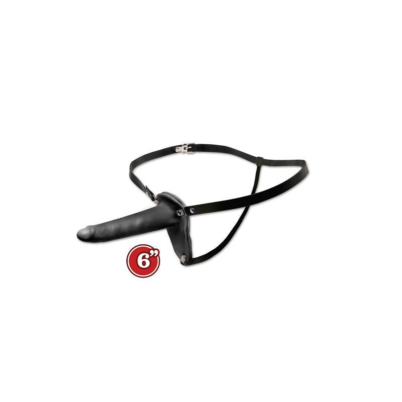 Gode Ceinture avec Harnais Cuir Noir 15 cm - Fetish Fantasy