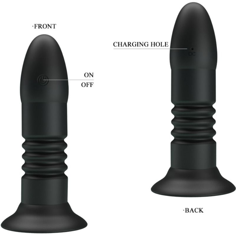 Plug Anal Vibrant Va-et-Vient Noir - Pretty Love