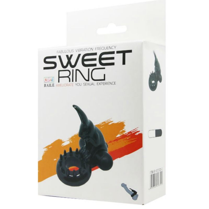 Baile - Anneau Pénien Vibrant en Forme de Lapin Sweet Ring - Noir