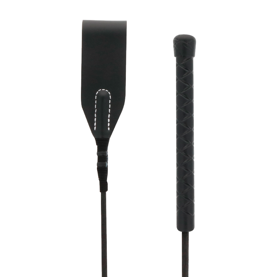 Darkness - Cravache BDSM en Cuir Noir - 45 cm