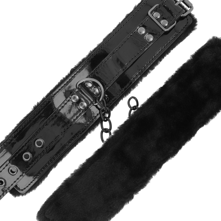 Darkness – Menottes de Cheville simili-cuir noir avec cadenas