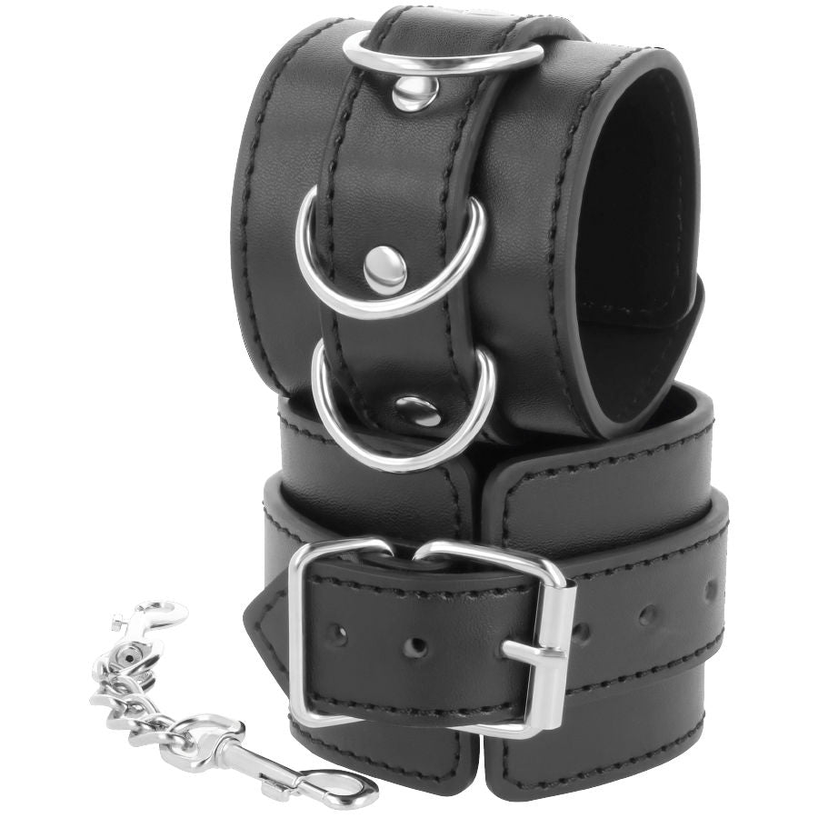 Darkness – Menottes en Simili-Cuir Noir BDSM