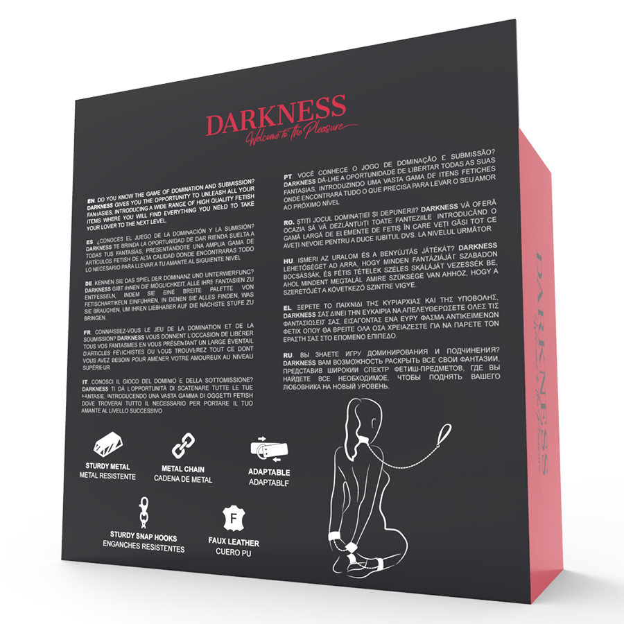 Kit BDSM Menottes et Collier Cuir Noir - Darkness
