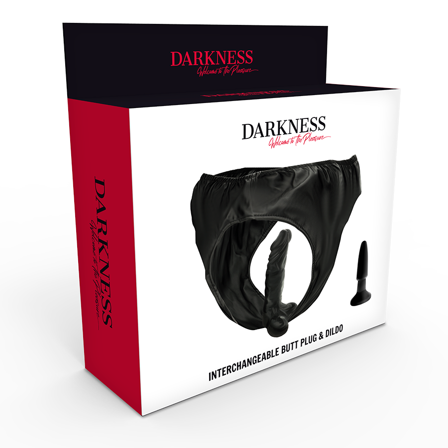 Darkness - Culotte avec Plug Anal interchangeable Noir