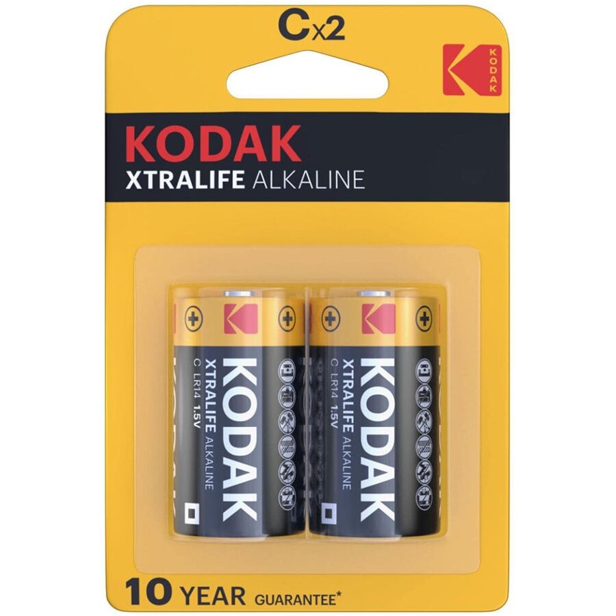 Piles alcalines Xtralife C 1.5V pack de 2 - Kodak - KODAK