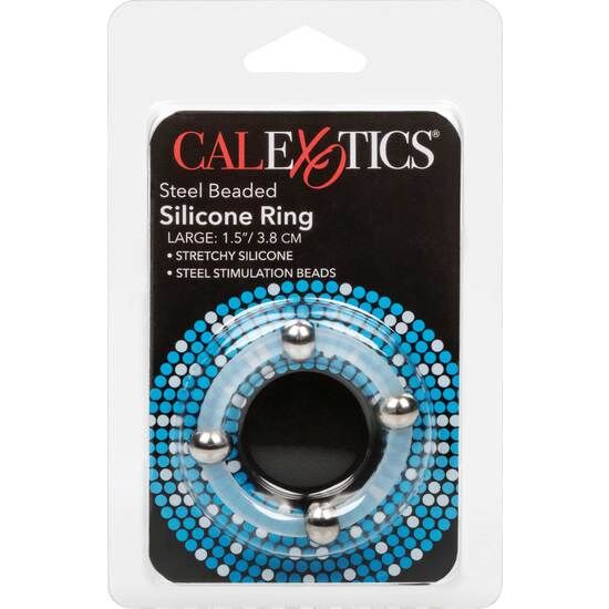 Anneau Pénien Silicone Perlé Acier Large - Calexotics