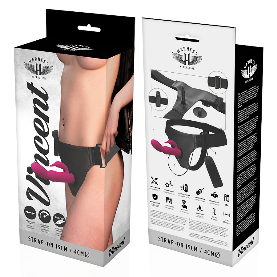 Harness Attraction – Gode ceinture avec vibromasseur rabbit Vincent – 15 cm
