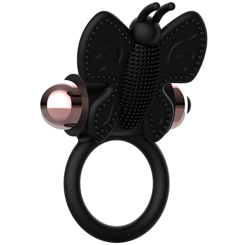 Cockring Vibrant Papillon Noir et Or - Coquette Chic Desire