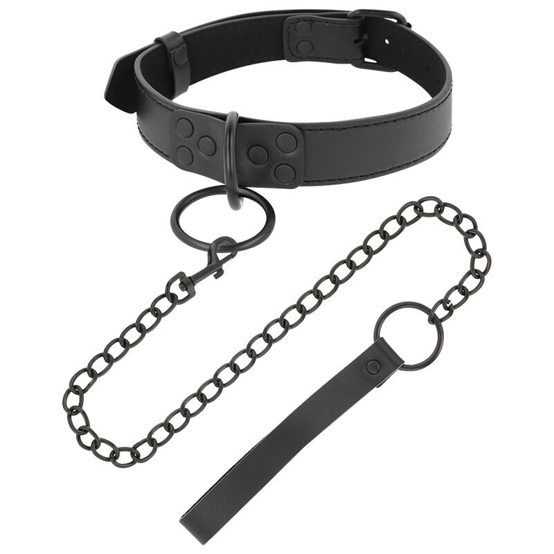 Collier BDSM avec chaîne et poignée noir - Darkness - Darkness