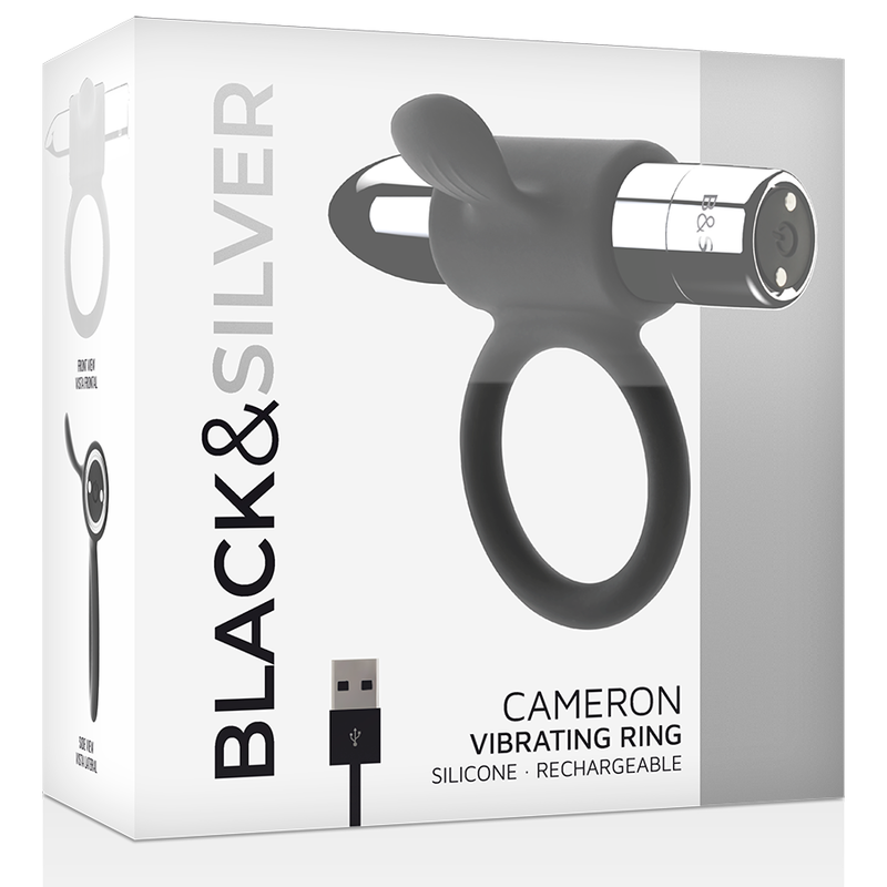 Anneau Pénien Vibrant Cameron Argent - Black&Silver