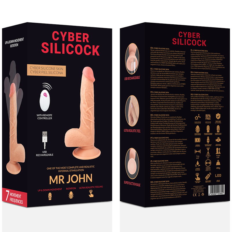 Gode Réaliste Cyber Silicock Mr John 23,8 cm - Télécommandé