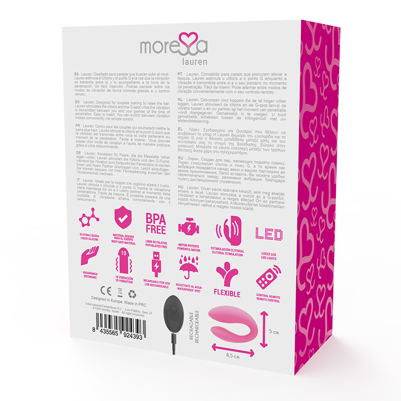 Moressa – Stimulateur pour couples télécommandé Lauren - Rose