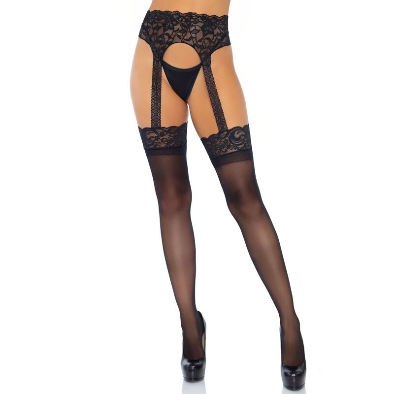 Bas Jarretières Opaques Dentelle Taille Unique - Leg Avenue