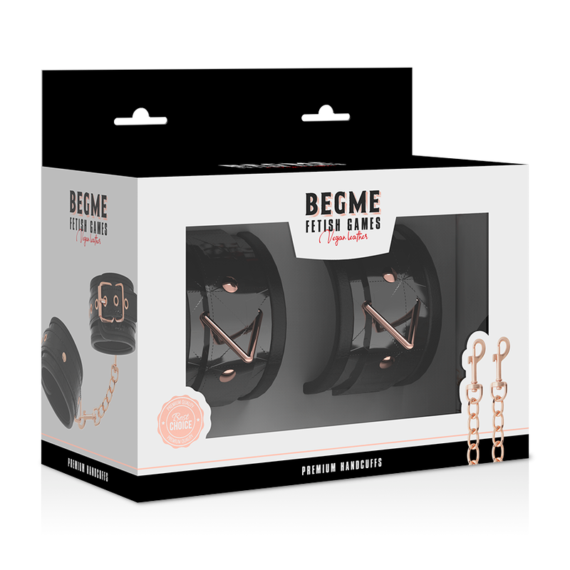 Menottes BDSM Black Edition Premium Cuir Vegan - Begme - Begme Fetish Games