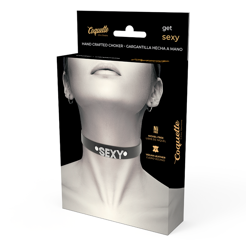 Collier BDSM Ras de Cou Sexy Cuir Végan Noir - Coquette Chic