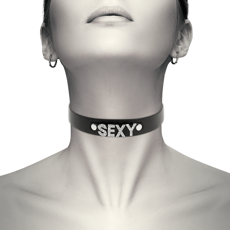 Collier BDSM Ras de Cou Sexy Cuir Végan Noir - Coquette Chic