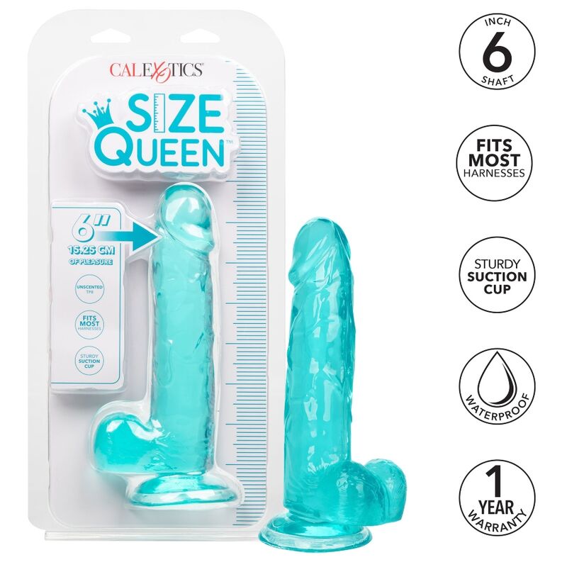 Gode Ventouse Réaliste Bleu Translucide 15,3cm - CalExotics