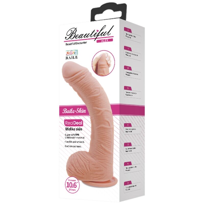 Baile - Gode Ultra Réaliste Courbé avec ventouse Chair - 27 cm